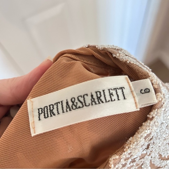 Portia and Scarlett Glitter Lace Mockneck Floor Length Bat Sleeve Evening Dress - Picture 13 of 16